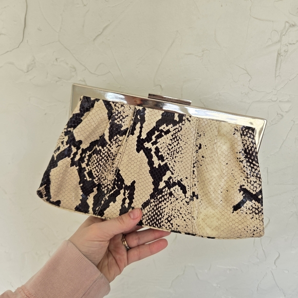 Calvin Klein Snakeskin Python Latch Clutch Bag - Picture 7 of 9